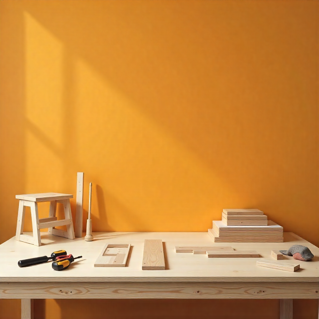Clean and organized workspace prepared for furniture assembly